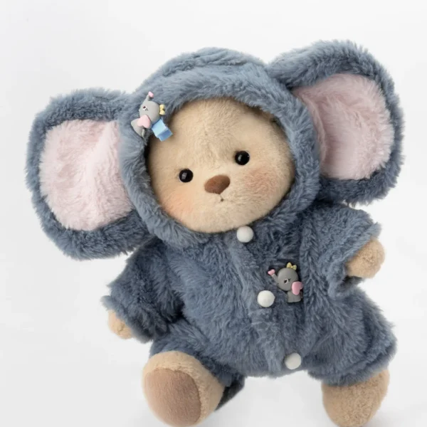 Fluffy Little Elephant Bear | Handmade Jointed Teddy Bear Gift