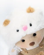 Yuki wearing a white and brown classy outfit   | Handmade Jointed Teddy Bear - Image 7
