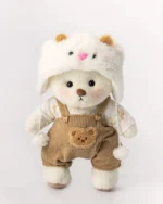 Yuki wearing a white and brown classy outfit   | Handmade Jointed Teddy Bear - Image 8