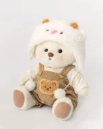 Yuki wearing a white and brown classy outfit   | Handmade Jointed Teddy Bear - Image 10